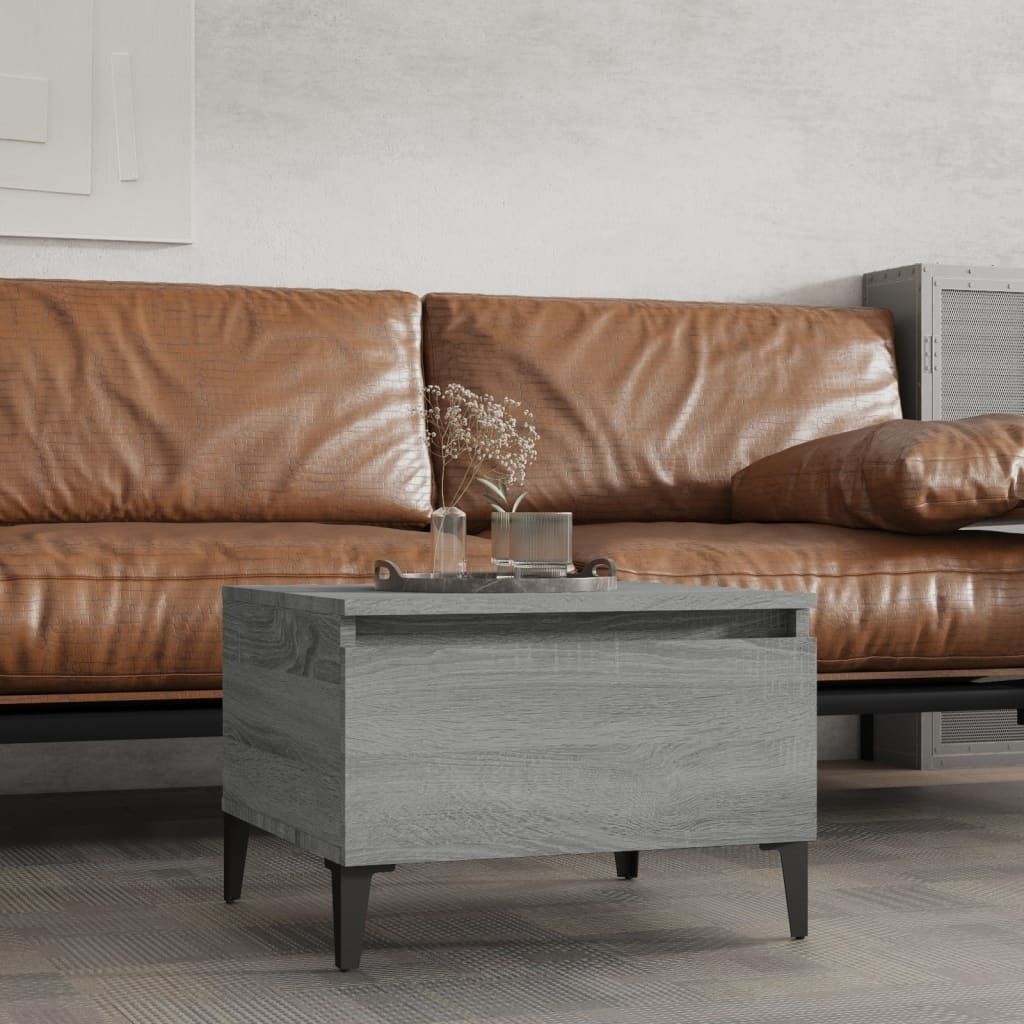 The Living Store Beistelltisch Grau Sonoma 50x46x35 cm Holzwerkstoff