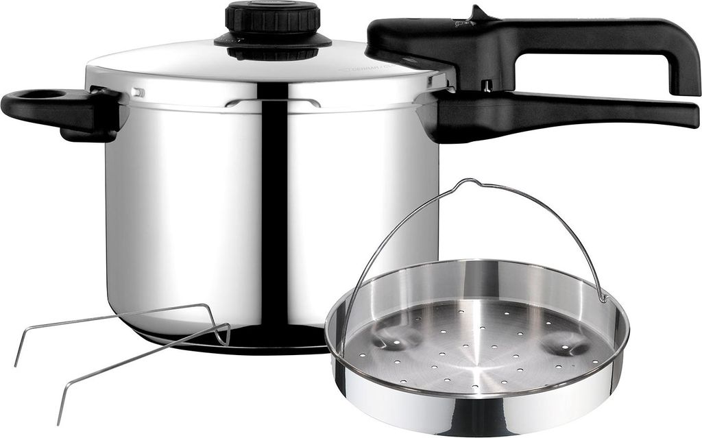 FAGOR DUAL Xpress 6 Schnellkochtopf Induktion 6 Litern, Edelstahl 18/10, Progressive Druckstufe Silber