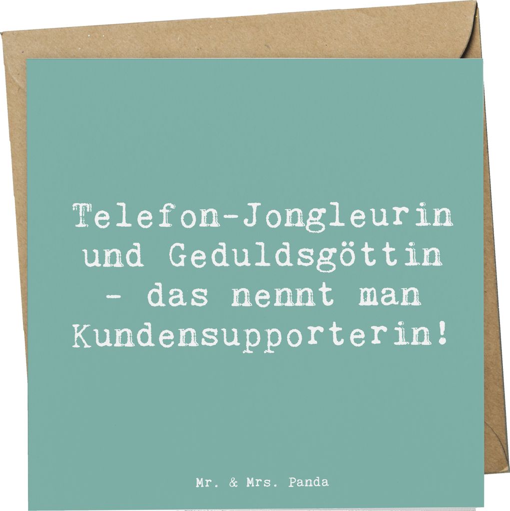 Mr. & Mrs. Panda Glückwunschkarte Spruch Meisterin Kundensupport - Meeresbrise - Geschenk, Geduld, Beruf, doppelkarte, Grußkarte, Support, Telefo...