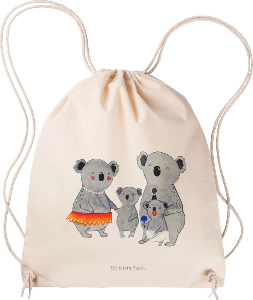 Mr. & Mrs. Panda Stoffrucksack Koala Familie - Transparent - Geschenk, Kinder, stoffbeutel kordel, Jutebeutel, Muttertag, Family, rucksack beutel, ...