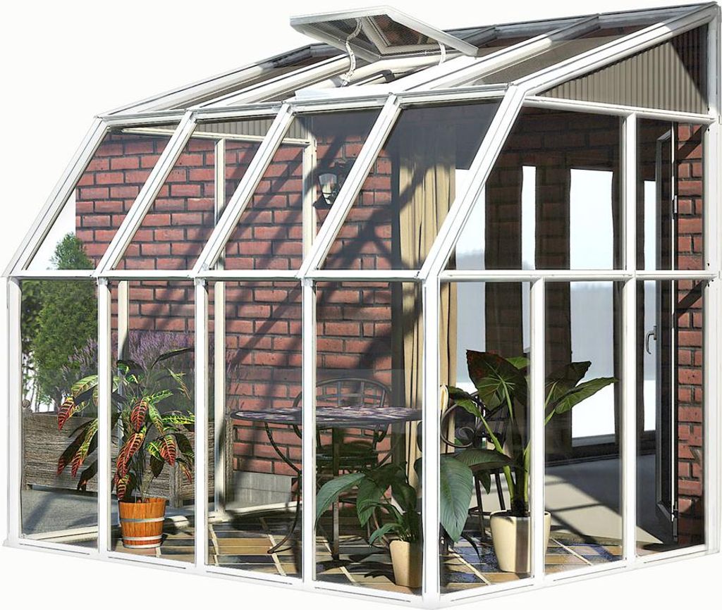 Rion Kunststoff Kaltwintergarten Anlehngewächshaus Sun Room 34 Weiß 262x201x247 cm