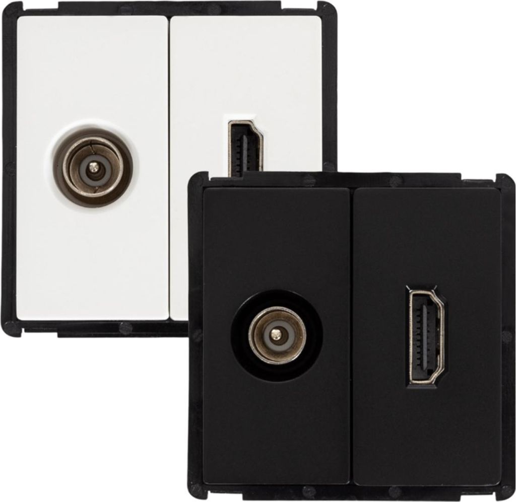 TV-Steckdose Männlich + HDMI Modern Schwarz