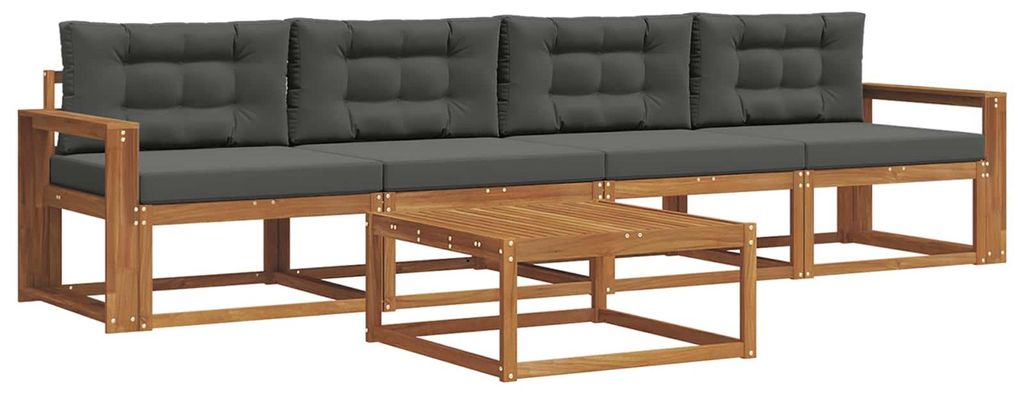 vidaXL Outdoor-Sofagarnitur mit Kissen 5 pcs Natur und Anthrazit