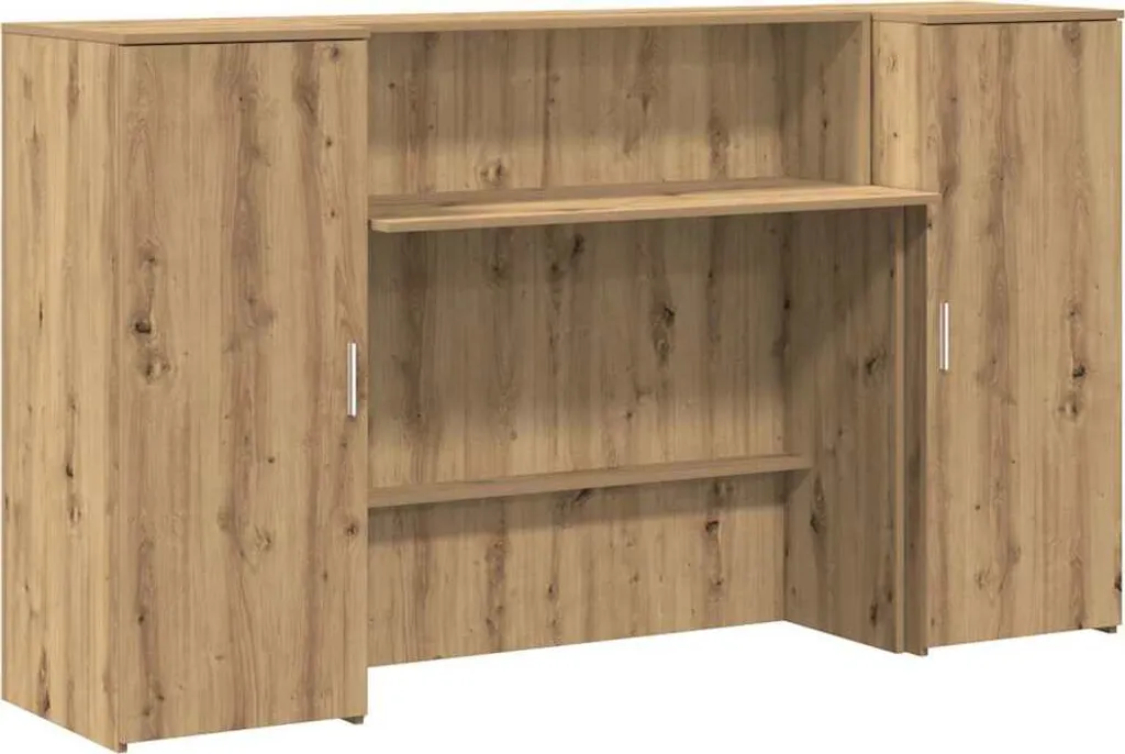 Meuble d'accueil professionnel Chêne Artisan 180cm, solution hall