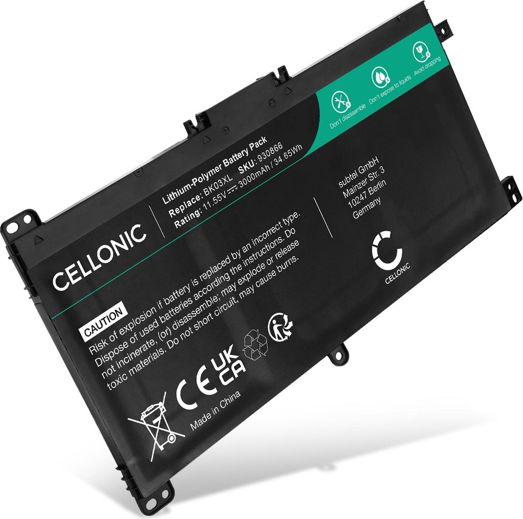 CELLONIC 1x Akku für Notebook Kompatibel mit HP Pavilion x360 14-BA, BK03XL - (3000mAh, 11.55V)