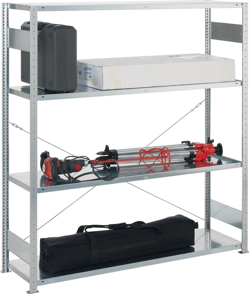 Großfachsteckregal H2000xB1700xT600mm Grundregal verz.silber 4 Stahlböden