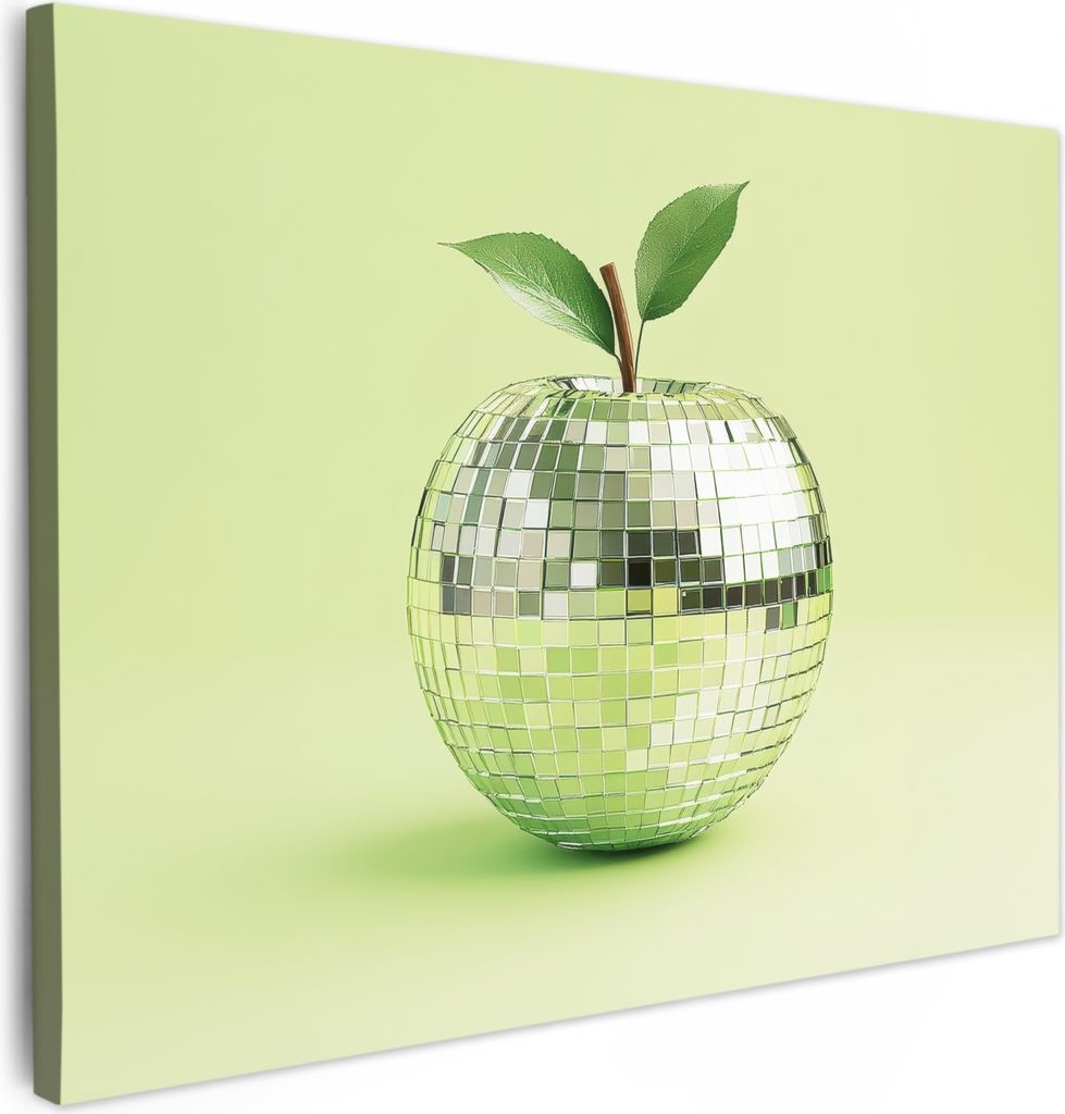 Leinwand Bilder 80x60 cm - Disco - Apfel - Grün, Wandbilder, Wanddeko Wohnzimmer, Bild