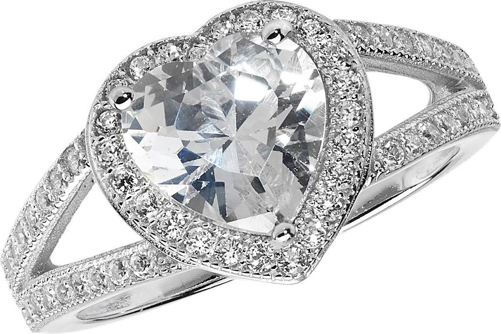 Eleganter 925 Sterling Silber Herz Damen - Ring mit Zirkonia, 59 (18.8); TRS22266RSR