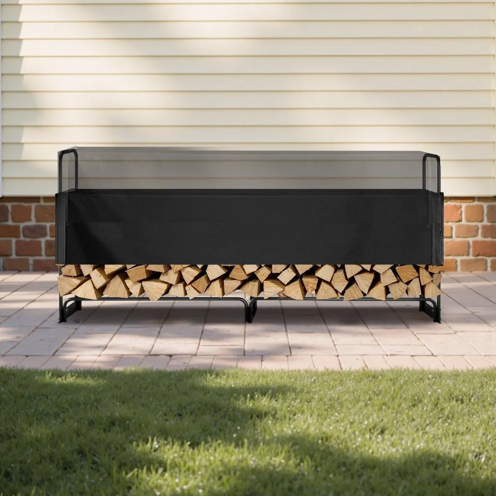 Range-bûches robuste de 260cm avec bâche de protection pour jardin - 8