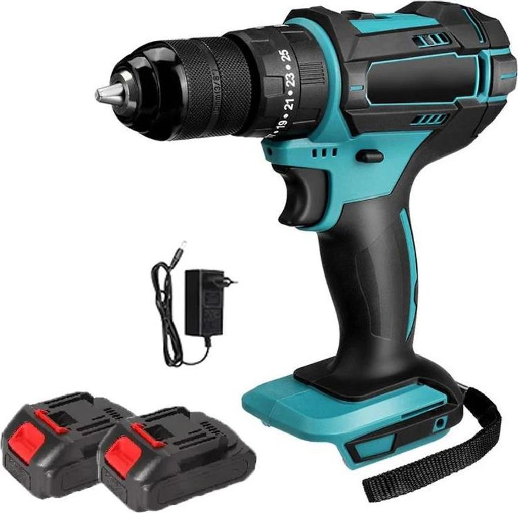 Akku-Schlagbohrschrauber - 3-in-1 - 520 Nm Drehmoment - 4000 U/min - 21 V - 10 mm Bohrfutter - 2 Akkus + EU-Stecker
