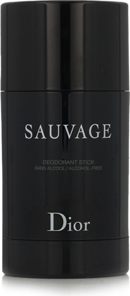A black deodorant stick with silver text.