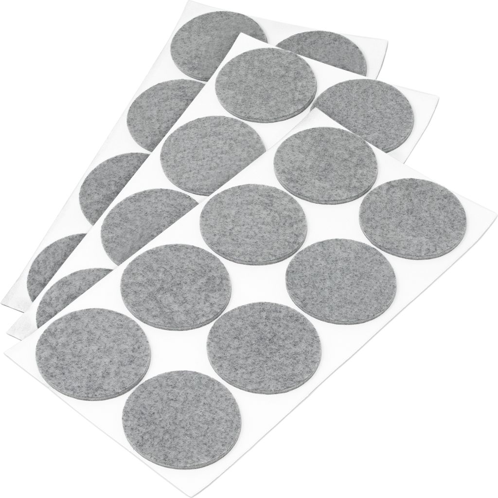 Adsamm | 24 x selbstklebende Filzgleiter / Grau / Ø 60 mm / rund / Möbelgleiter aus Filz mit 3.5 mm Stärke