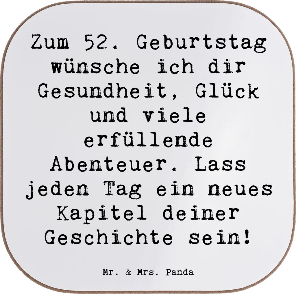 Mr. & Mrs. Panda Untersetzer für Gläser Spruch 52. Geburtstag - Weiß - Geschenk, Feier, Geburtstagsgeschenk, Happy Birthday, Tasse, 52 Jahre, Le...