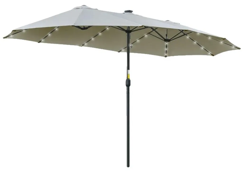 Parasol double face XXL 450x265 cm avec éclairage LED solaire intégré