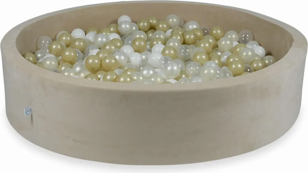 Piscine à balles 130x30cm Velvet Soft Beige avec 600 boules Or et Nacré