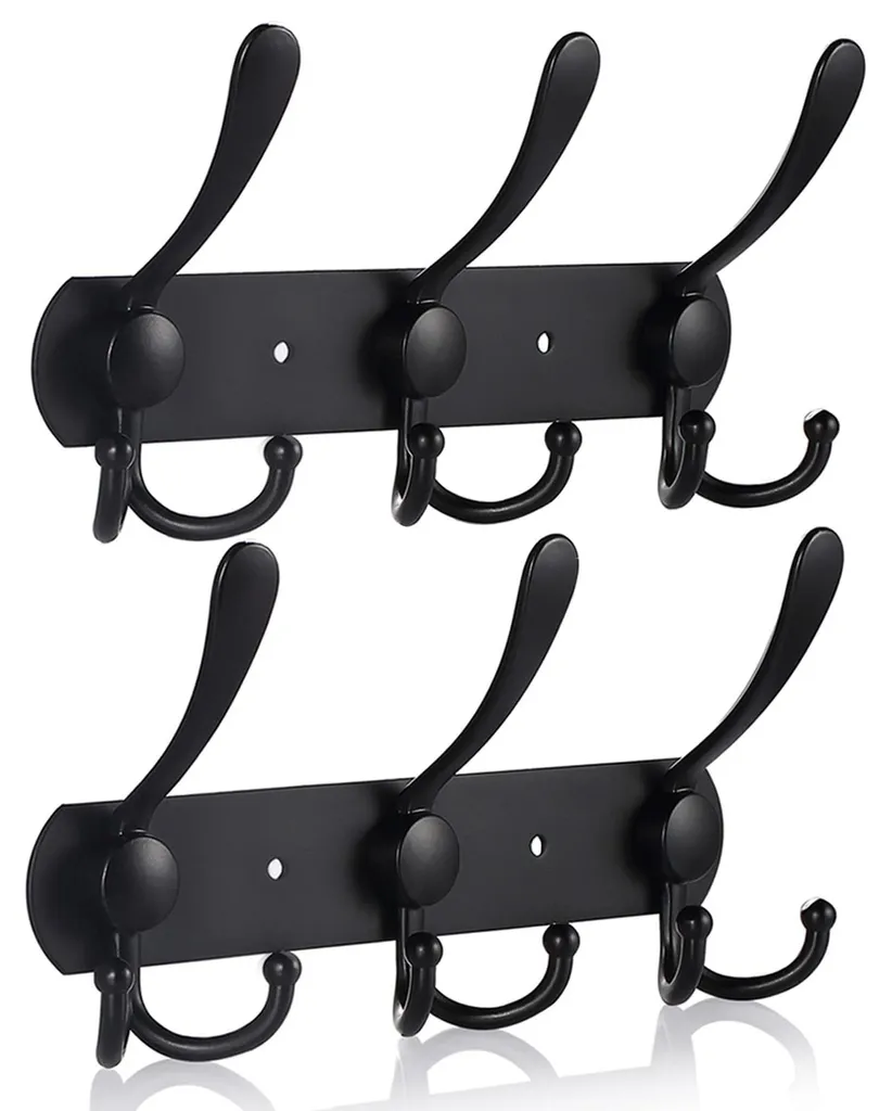 Crochet à Serviettes Inox Noir Mat 9 Têtes Support Mural Lot de 2 Pro