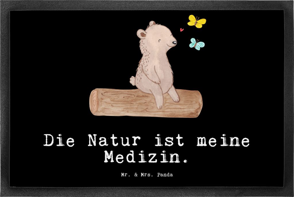Mr. & Mrs. Panda fußmatte Bär Naturliebhaber 50 x 75 cm - Schwarz - Geschenk, Nature Lover, Bodenvorleger, Wandern, Outdoor, Türmatte, Schuhabst...