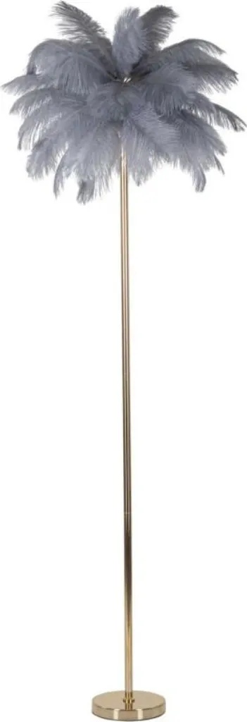 Luminaire sur Pied Design Palm L Gris 160 cm en Plumes Véritables