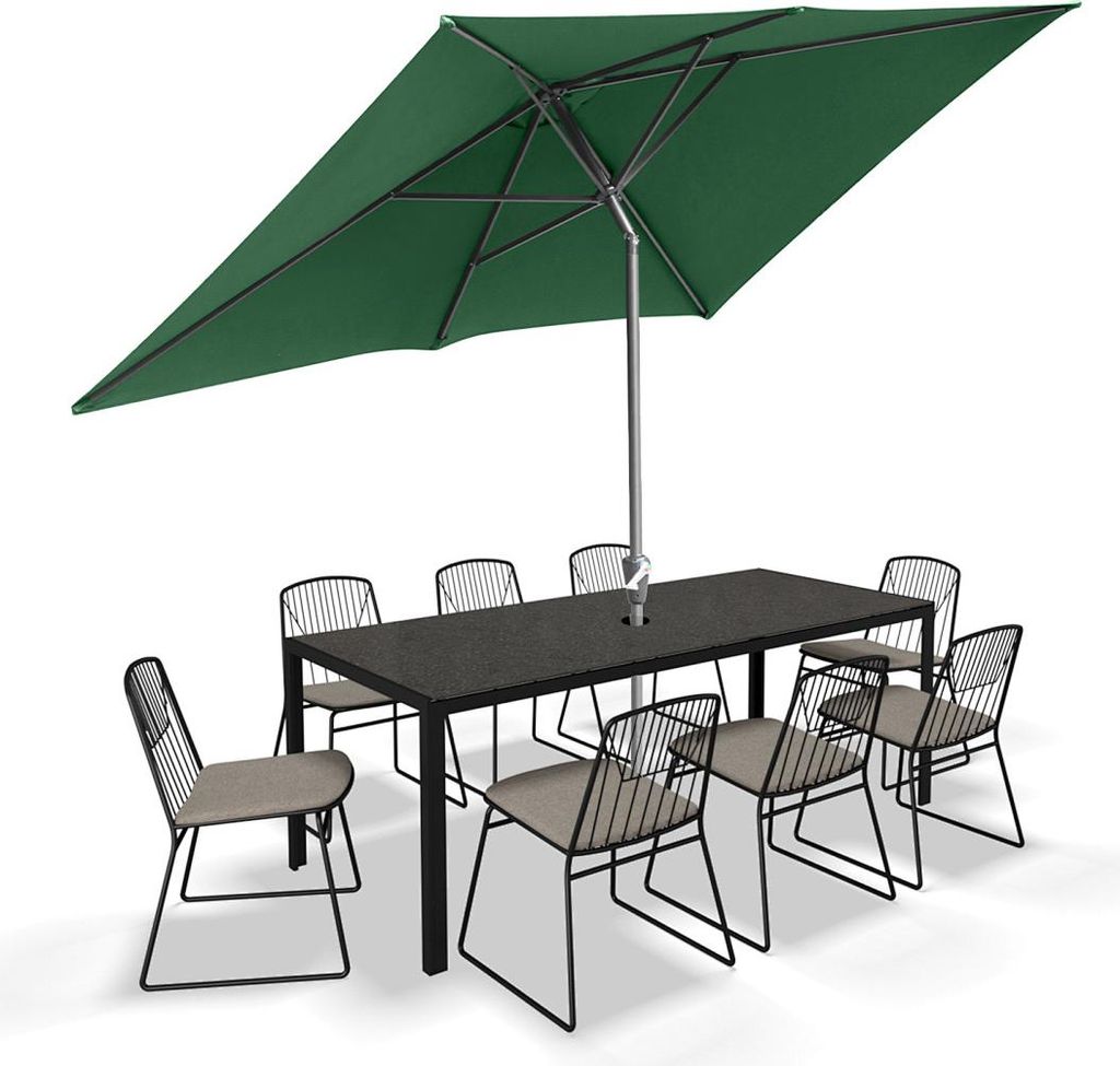 Faziango Sonnenschirm 200x300cm, Gartenschirm, knickbar, Schirmtuch mit PA-Beschichtung, UV-Schutz bis UPF 50+, ohne Ständer, Grün