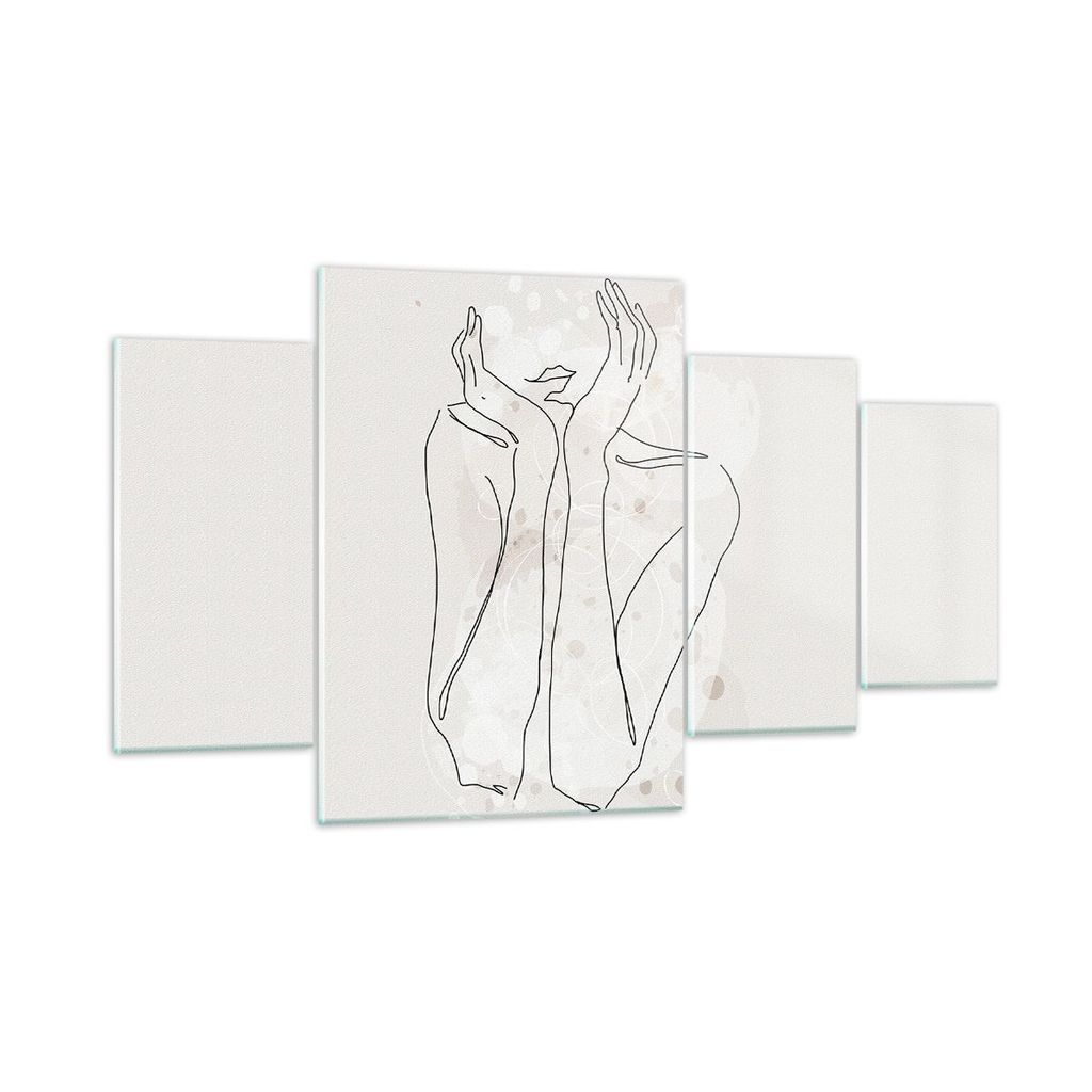 Bilder auf glas - 4 Teile - Grafik Frau Licht - 160x90cm - Glasbilder - Wandbilder - Bilder - zum Aufhängen bereit - Wanddekoration aus Glas - Gla...