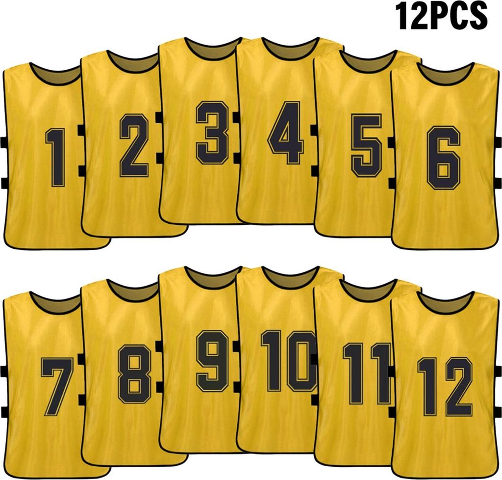 12PCS Kid's Football Pinnies Schnelltrocknende Fu?balltrikots Jugend Sport Scrimmage Basketball Team Training Nummerierte L?tzchen š¹bungssportweste