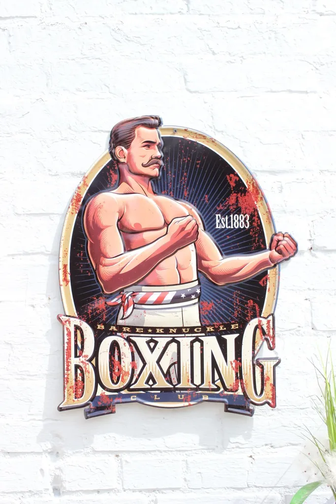 Plaque de boxer en tôle émaillée bombée - Qualité supérieure style rétro - 3