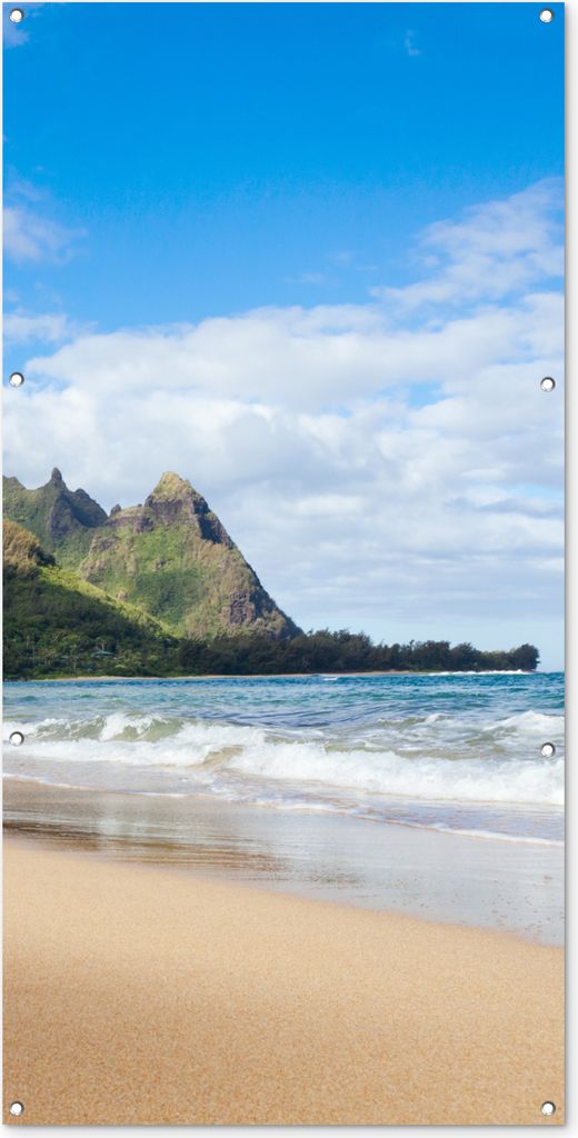MuchoWow 80x160 cm Outdoor-Poster Gartendeko Sichtschutz Garten Poster für den Garten Strand - Tropisch - Hawaii