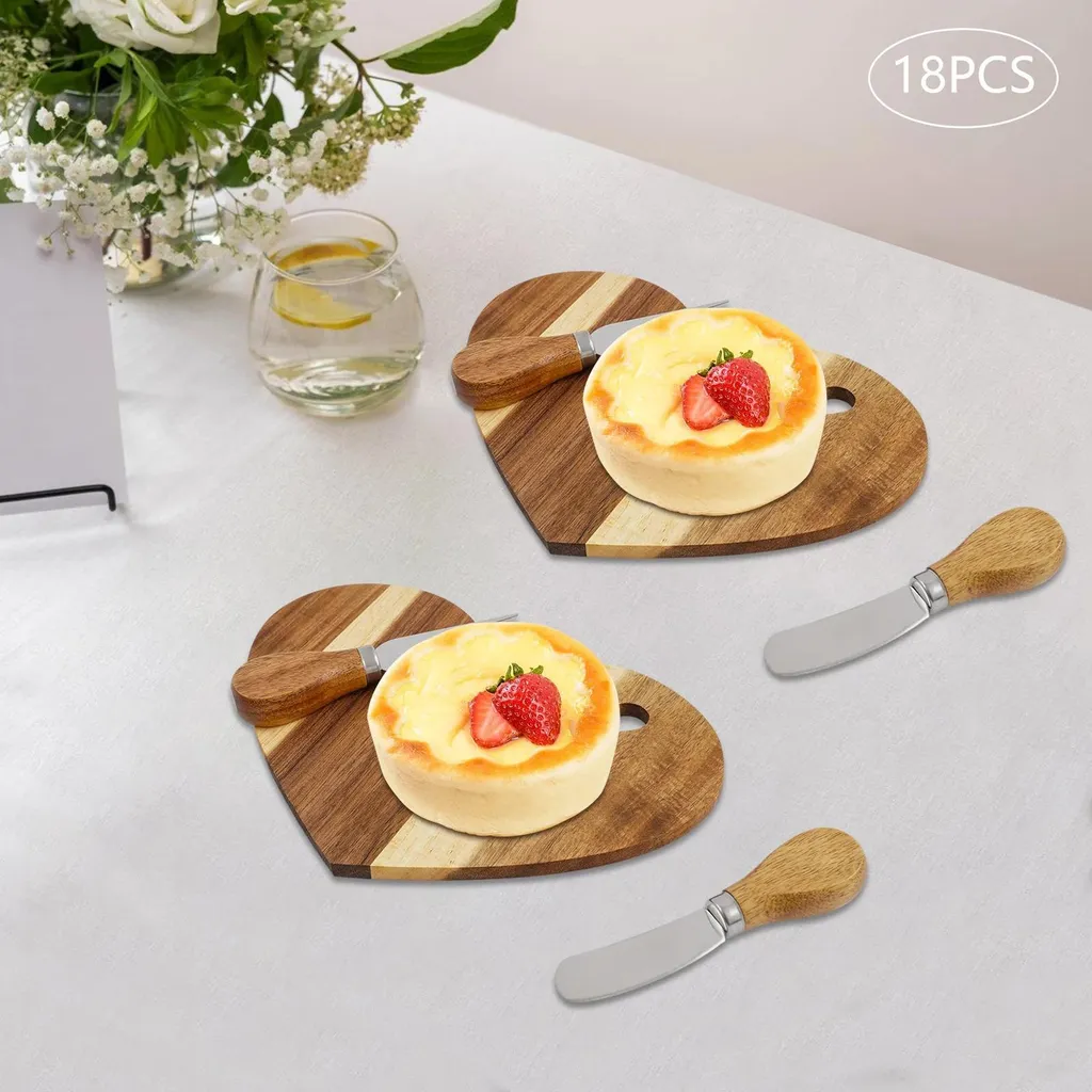 Set da formaggio - Tagliere - Legno - Vassoio da portata - Confezione regalo - Cucina - 2