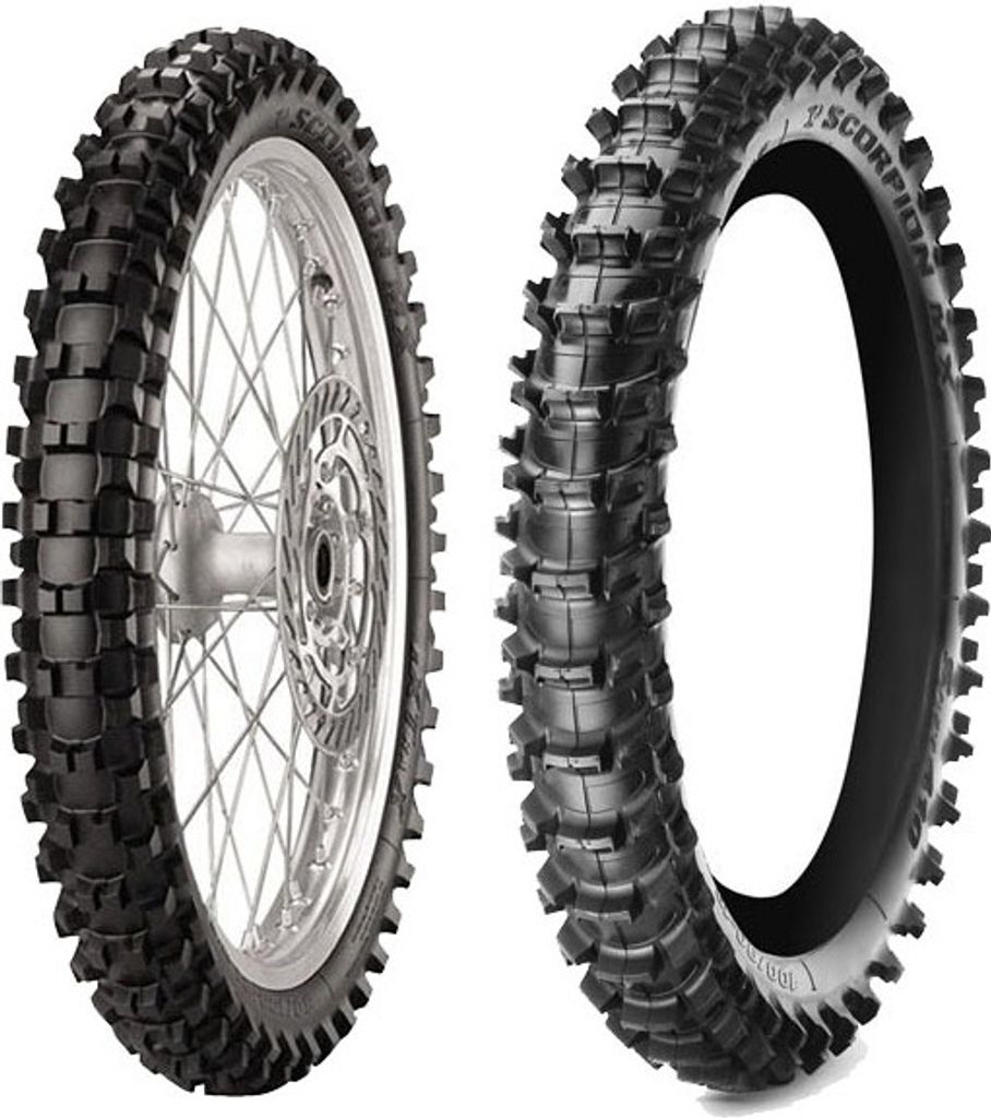 Paar Motorradreifen Pirelli 80/100-21 Mx Extra X + 120/90-18 Mx S