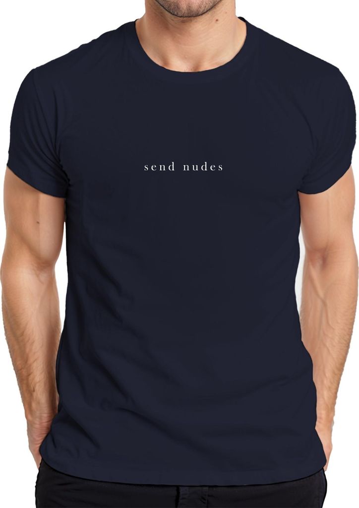 send nudes frech humorvoll minimalistisch lustig anime otakus Herren T-Shirt, Navy, M
