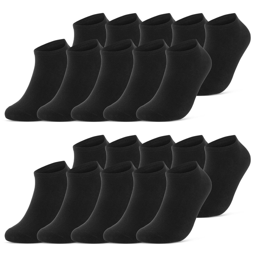 10 I 20 I 30 Paar Sneaker Socken Damen & Herren Schwarz & Produktbild 