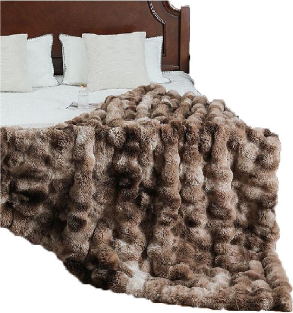 Decken | Superweiches, flauschiges Kunstfell | Elegante Sofabezüge & Kuscheldecken | Ideal für Erwachsene, Kinder und Jugendliche (Chic | Blaubee...