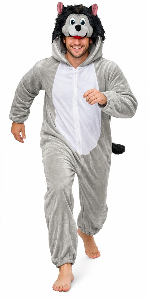 Wolfskostüm Herren Overall mit Kapuze – Tierkostüm Produktbild 