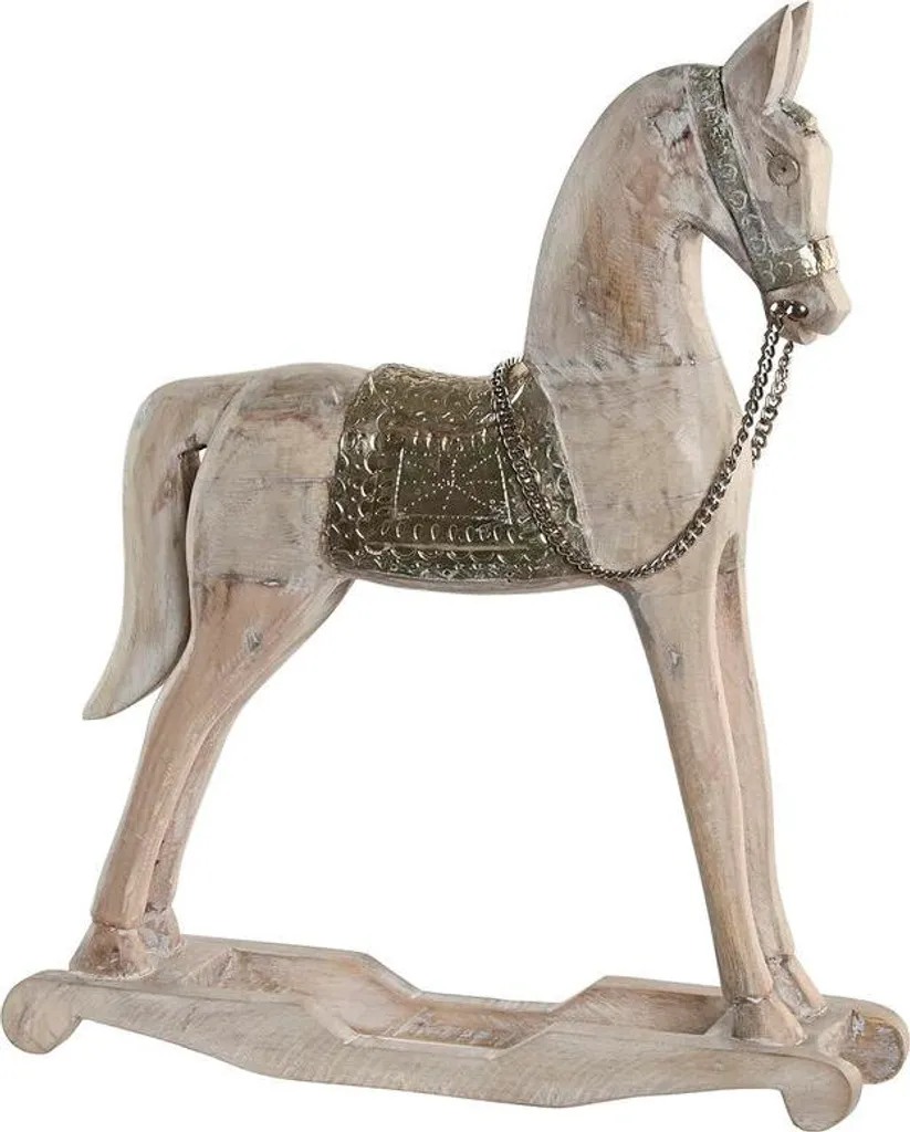 Statue de Cheval en Bois Naturel Home Esprit Objet Déco de 47 cm Haut