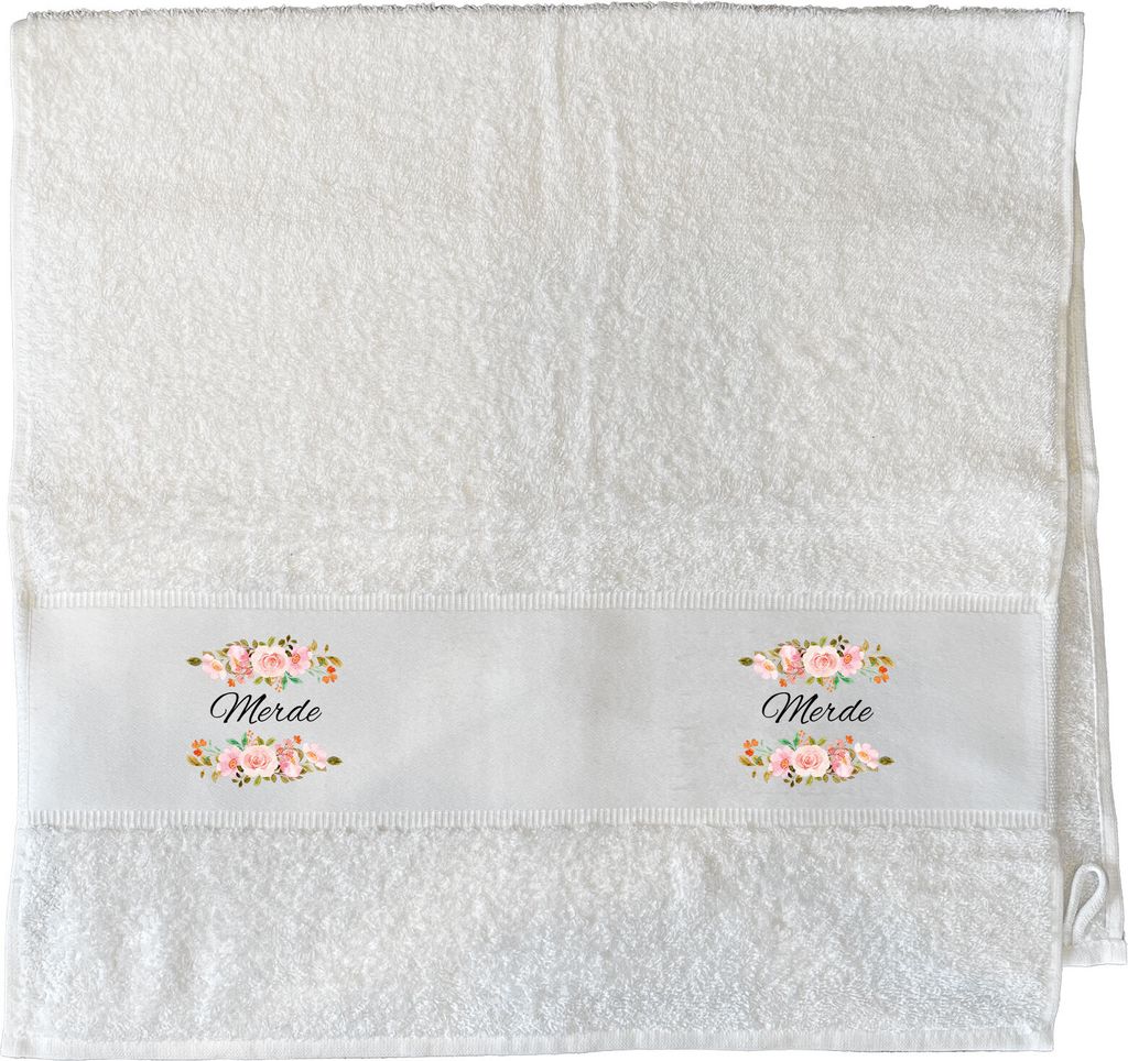 Huuraa Handtuch Merde französisch Blumen 50x100cm White Baumwolle Handtuch Geschenkidee