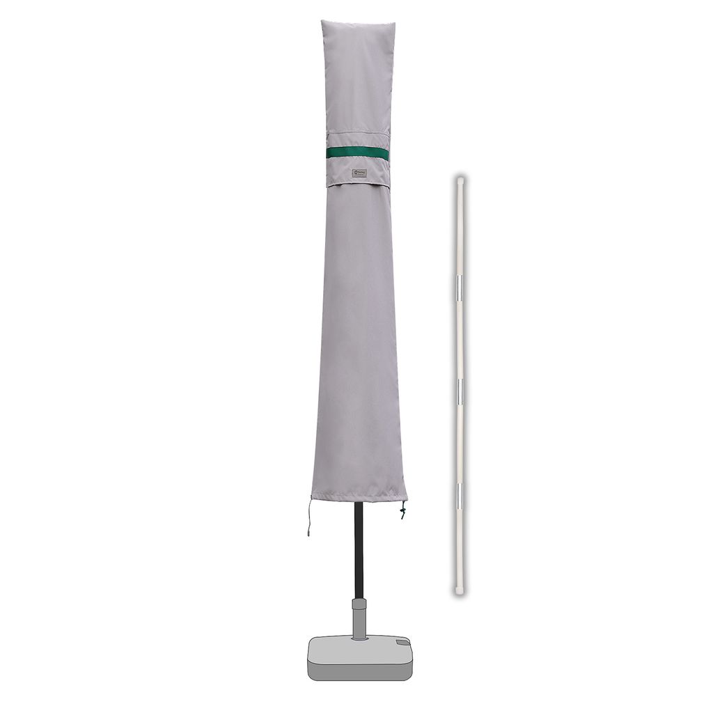 Sekey Sonnenschirm Schutzhülle für Ø 350 cm / 300 x 200 cm Marktschirm mit Stab und ReiBverschluss, Hellgrau