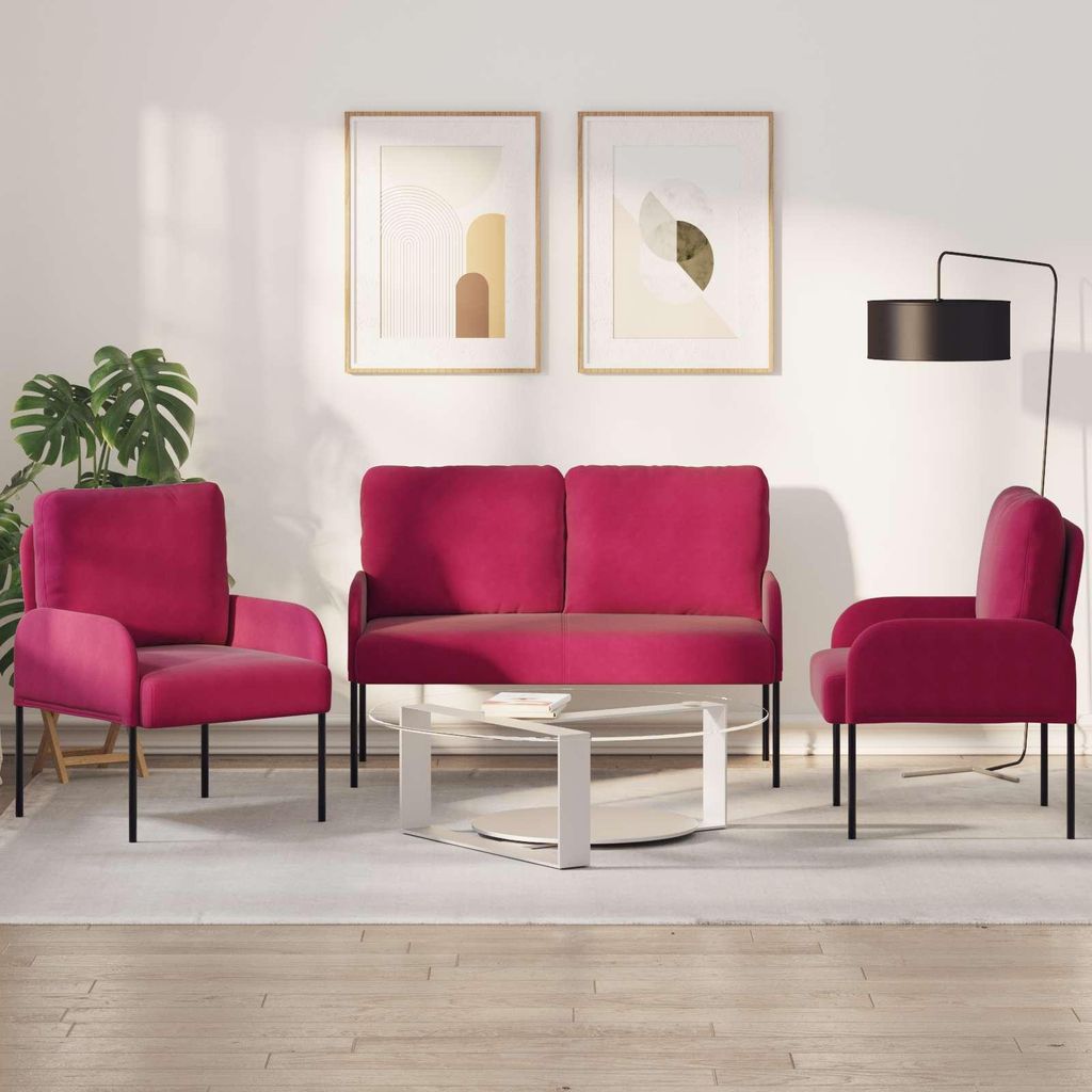 "Seasonal Sale"Sofagarnituren Moderne design - CLORIS - Gartenlounge-Set - 3 pcs Weinrot 115x56x80 cm Sperrholz - Klassische Sofas DEMöbel371482