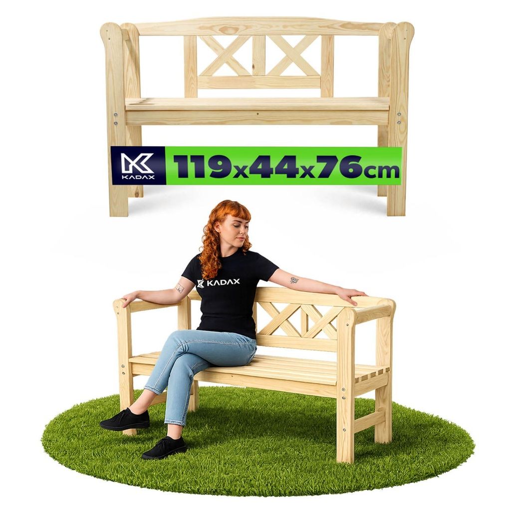 KADAX panchina in legno con schienale 119 cm patio giardino Immagine del prodotto 