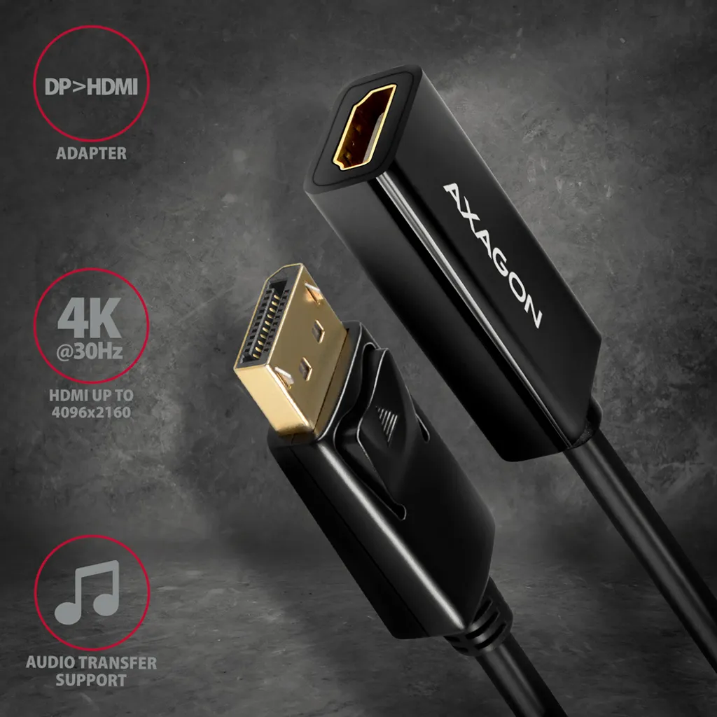 Convertitore Attivo DisplayPort a HDMI AXAGON RVD-HI14N 4K Nero - 2