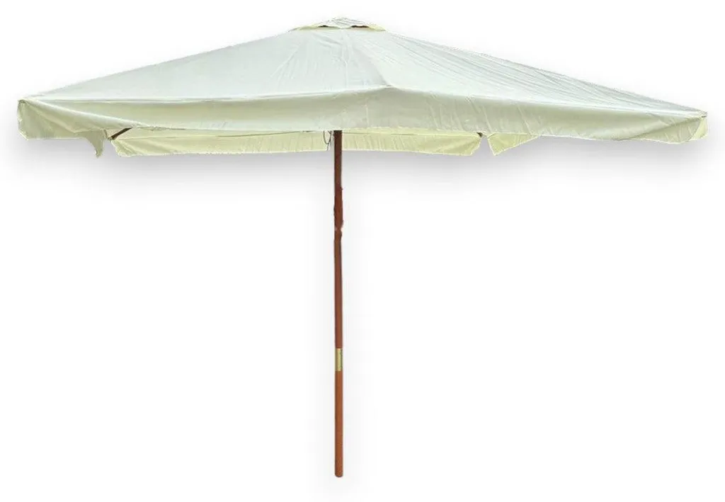 Parasol de jardin 3x3m Collection Garden Deluxe mât en bois et toile crème