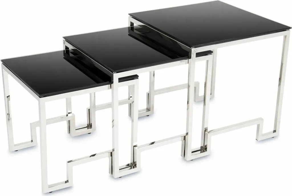 Ensemble de 3 chaises de salle à manger Together Silver Black chic