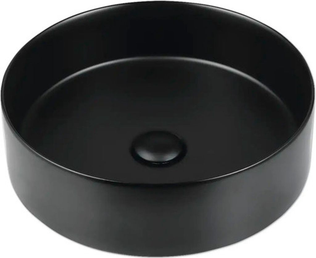 Jungborn Aufsatzwaschbecken AMION 40 cm mit Keramikstopfen schwarz matt inkl. keramischen Ablaufventil