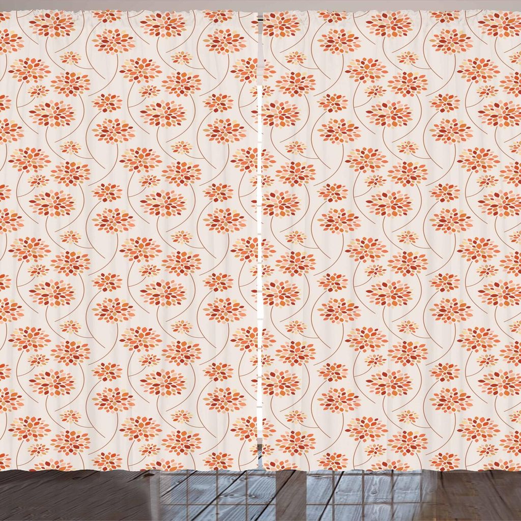ARANDE Herbst Gardine, Botanischer Garten Theme mit abstrakten Blütenblätter von Beetpflanzen in Pastell Herbst Shades, 280 x 260 cm, Mehrfarbig