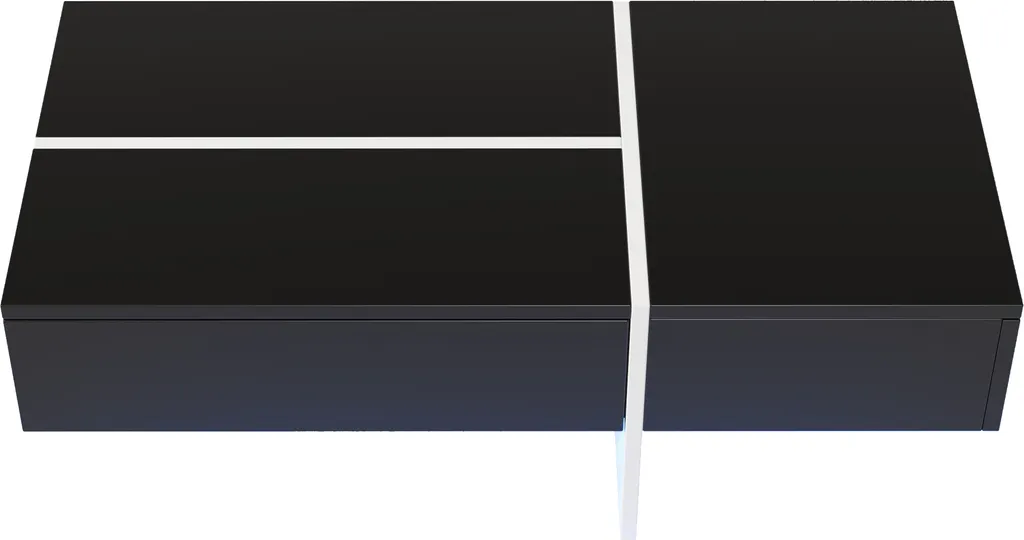 Table Basse de Salon Rectangulaire Noire avec LED pour Soirée Cinéma