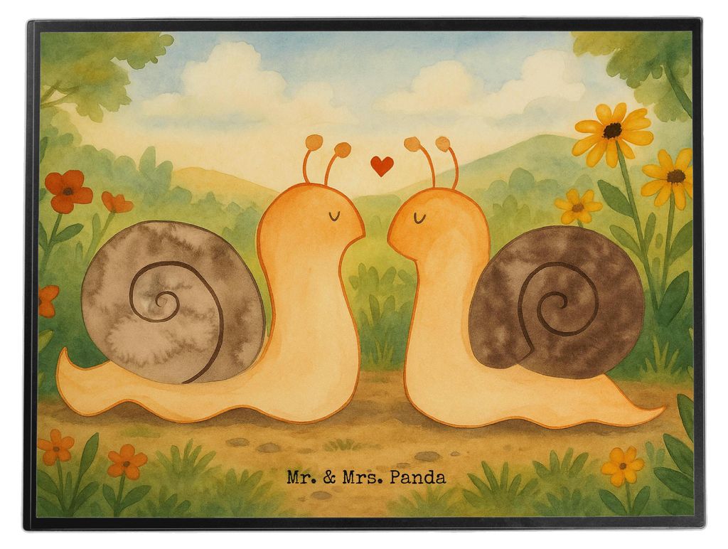 Mr. & Mrs. Panda schreibauflage Schnecken Liebe Design - Weiß - Geschenk, Freundin, Tischunterlage, Unterlage Schreibtisch, Verliebt, Pärchen, ba...