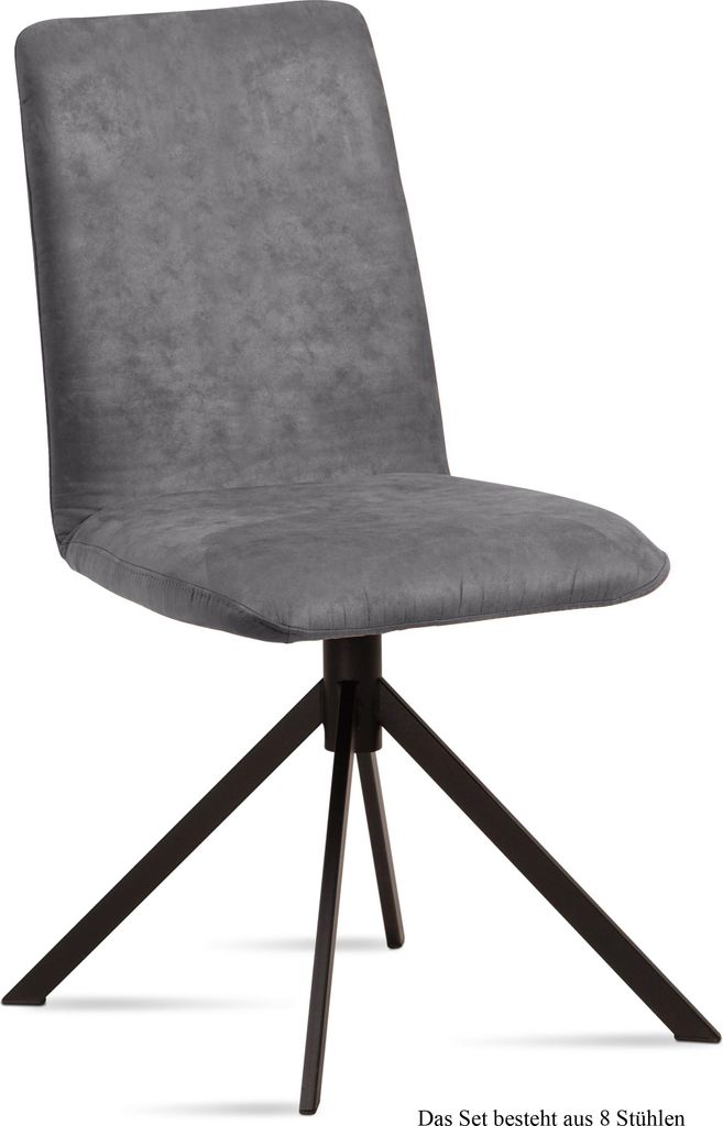 Esszimmerstuhl (8er-Set) Dredi 47x92x60 Schwarz/Grau