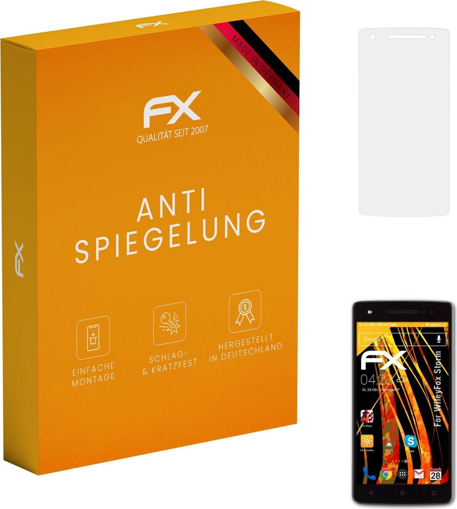 atFoliX FX-Antireflex 3x Schutzfolie kompatibel mit WileyFox Storm Displayfolie