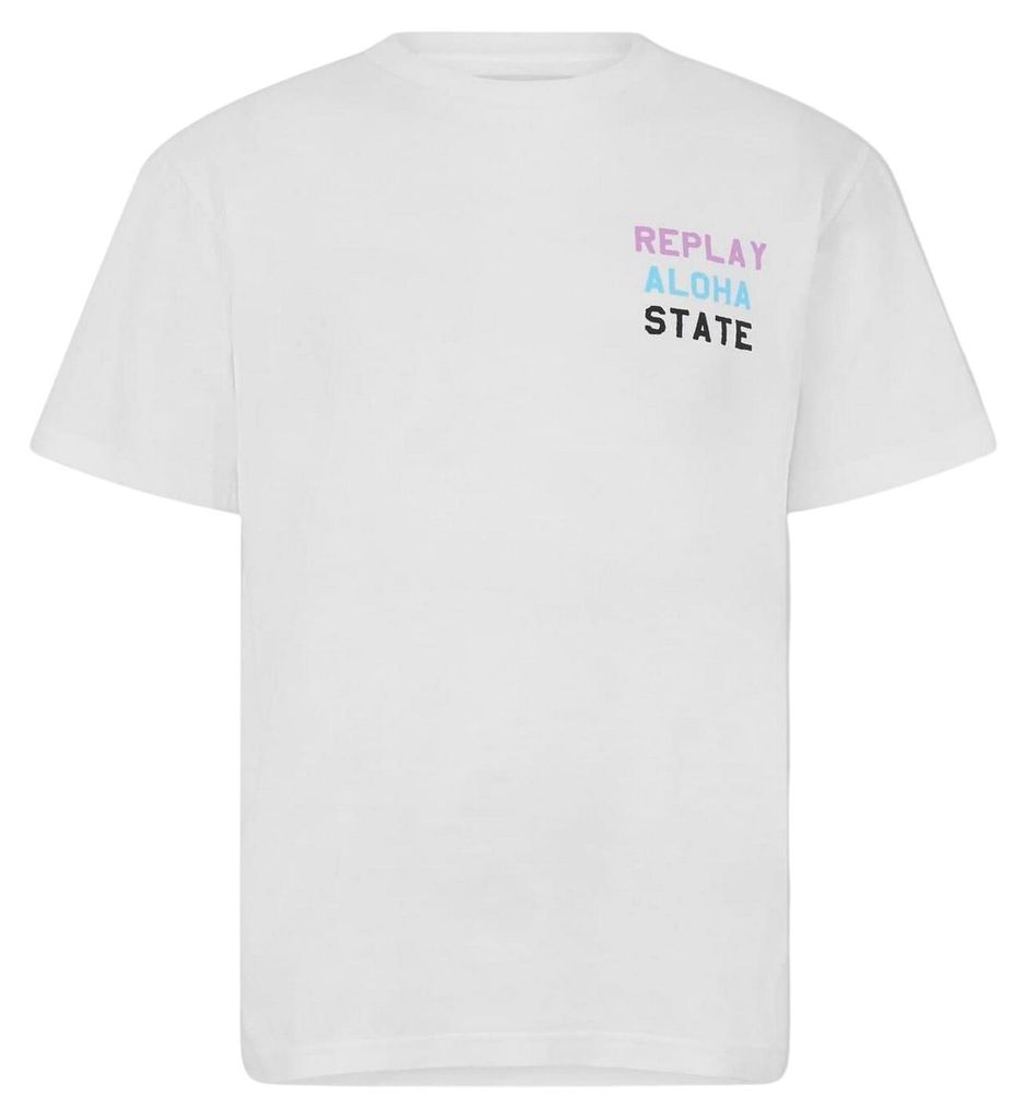 Replay - "Aloha State" T-Shirt für Herren, Regulär GT17828 (S) (Weiß)