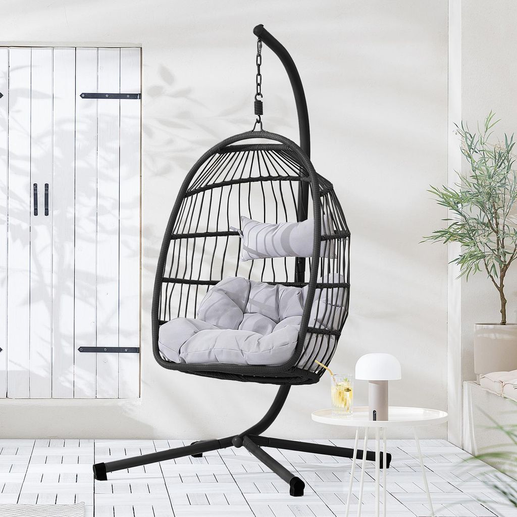 home24 Hängesessel - Polyrattan / Stahl Produktbild 