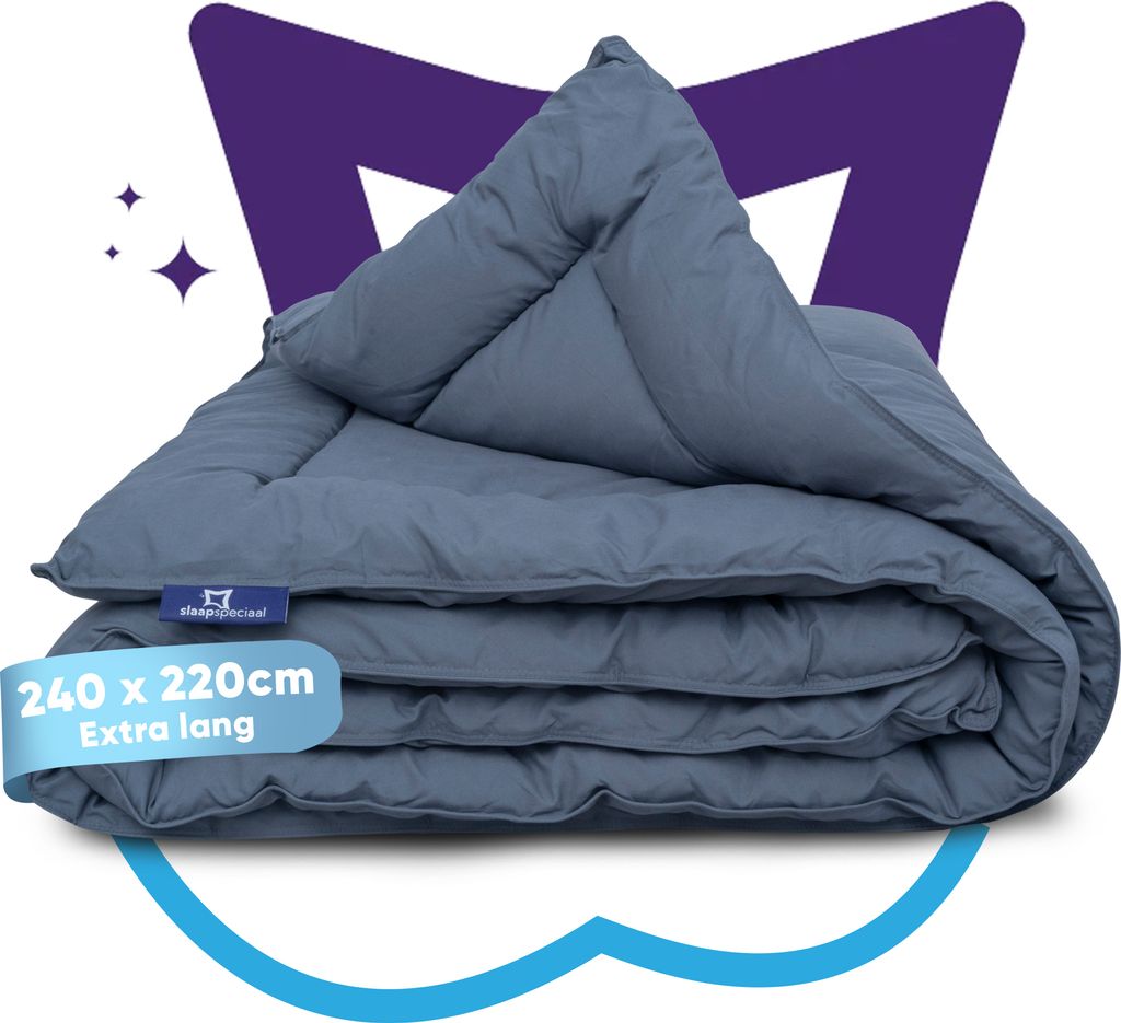 Slaapspeciaal Bettdecke ohne Bezug 240x220 - Ganzjahresdecke extra lang [Softcell Füllung], Steppdecke mit Gelfasern für Daunengefühl - Grau